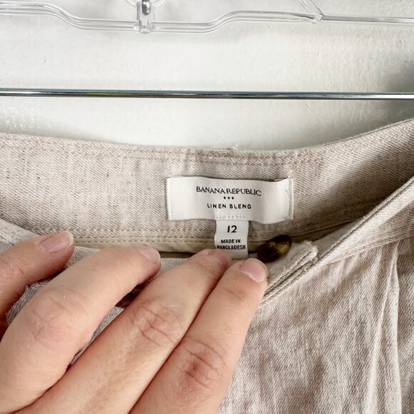 Banana Republic Factory Linen Blend Wide Leg Pleated Trouser Pant Flax Size 12 - Picture 8 of 14